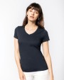 KARIBAN Damen-T-Shirt Supima® mit V-Ausschnitt und kurzen Ärmeln T-Shirt personalisierbar