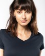 KARIBAN Damen-T-Shirt Supima® mit V-Ausschnitt und kurzen Ärmeln T-Shirt personalisierbar