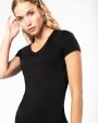 KARIBAN Damen-T-Shirt Supima® mit V-Ausschnitt und kurzen Ärmeln T-Shirt personalisierbar