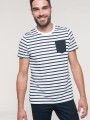 T-Shirts à personnaliser KARIBAN T-shirt rayé marin avec poche manches courtes homme 