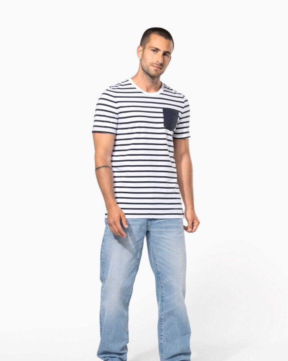 T-shirt personnalisable KARIBAN T-shirt rayé marin avec poche manches courtes homme
