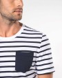T-shirt KARIBAN Gestreept T-shirt met zak en korte mouwen voor bedrukking &amp; borduring