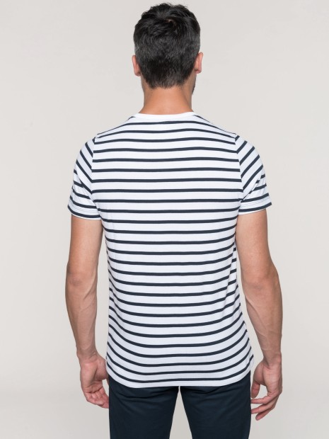 T-Shirts à personnaliser KARIBAN T-shirt rayé marin avec poche manches courtes homme 