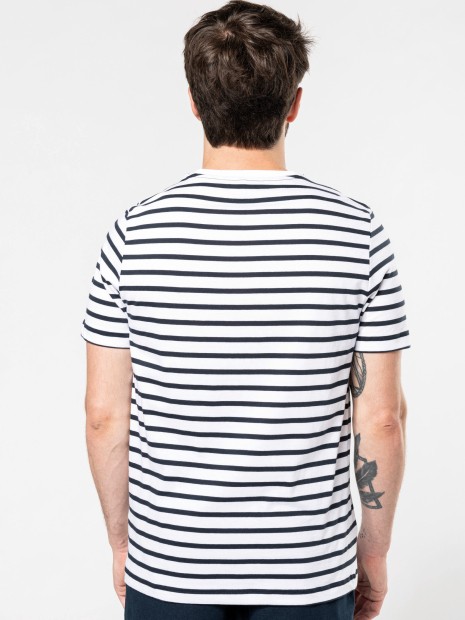 T-Shirts à personnaliser KARIBAN T-shirt rayé marin avec poche manches courtes homme 