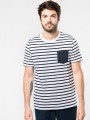 T-Shirts à personnaliser KARIBAN T-shirt rayé marin avec poche manches courtes homme 