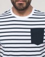 KARIBAN Gestreiftes Kurzarm-T-Shirt im Marine-Stil mit Tasche T-Shirt personalisierbar