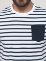T-Shirts à personnaliser KARIBAN T-shirt rayé marin avec poche manches courtes homme 