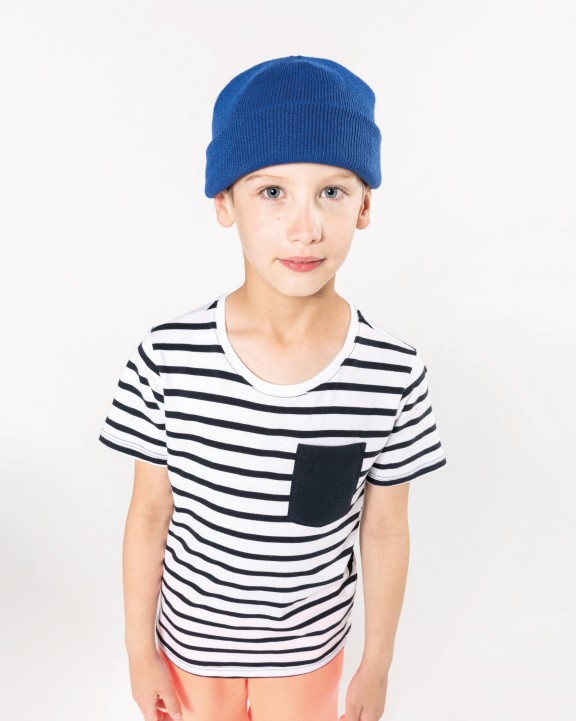 T-shirt personnalisable KARIBAN T-shirt rayé marin avec poche manches courtes enfant