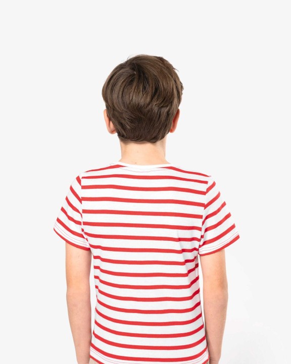 T-shirt personnalisable KARIBAN T-shirt rayé marin avec poche manches courtes enfant