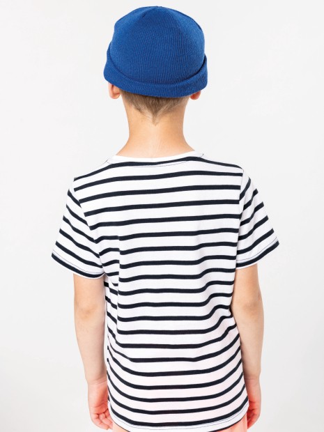 T-Shirts à personnaliser KARIBAN T-shirt rayé marin avec poche manches courtes enfant 