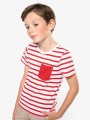 T-Shirts à personnaliser KARIBAN T-shirt rayé marin avec poche manches courtes enfant 