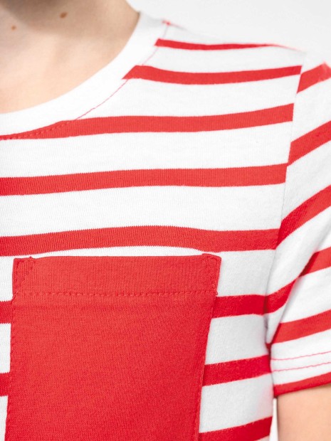 T-Shirts à personnaliser KARIBAN T-shirt rayé marin avec poche manches courtes enfant 