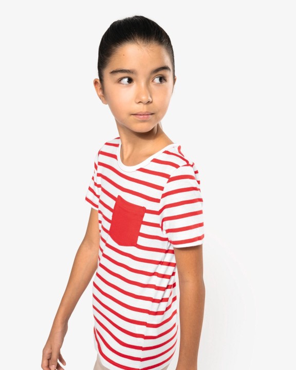 T-shirt personnalisable KARIBAN T-shirt rayé marin avec poche manches courtes enfant