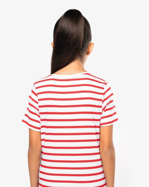 KARIBAN Gestreiftes Kurzarm-T-Shirt mit Tasche für Kinder im Marine-Stil T-Shirt personalisierbar