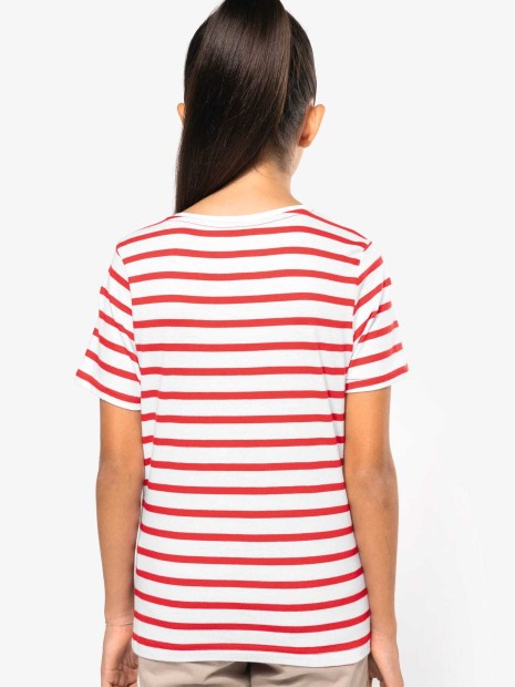 T-Shirts à personnaliser KARIBAN T-shirt rayé marin avec poche manches courtes enfant 