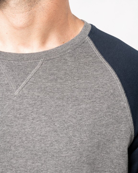 Sweat-shirt personnalisable KARIBAN Sweat-shirt French Terry Bio bicolore col rond manches raglan homme