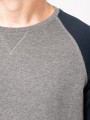 Sweat-shirts à personnaliser KARIBAN Sweat-shirt French Terry Bio bicolore col rond manches raglan homme 