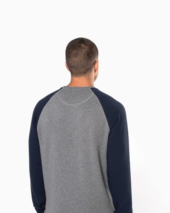 KARIBAN Zweifarbiges Herren-Sweatshirt French Terry BIO mit Rundhalsausschnitt und Raglanärmeln Sweatshirt personalisierbar