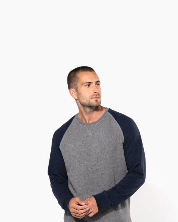 Sweat-shirt personnalisable KARIBAN Sweat-shirt French Terry Bio bicolore col rond manches raglan homme