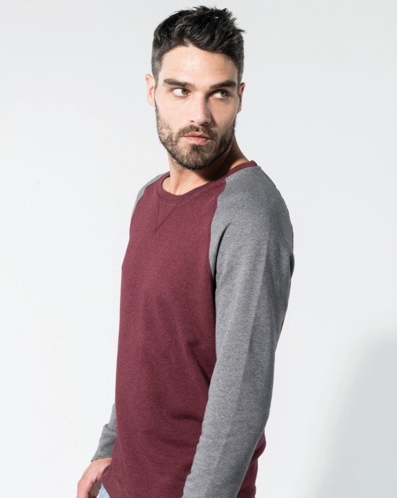 Sweat-shirt personnalisable KARIBAN Sweat-shirt French Terry Bio bicolore col rond manches raglan homme