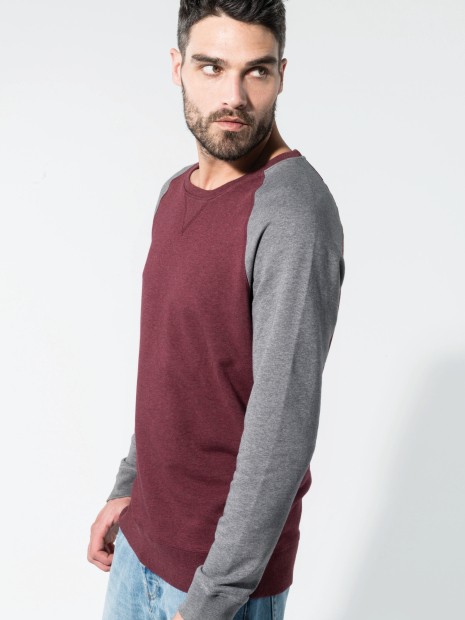Sweat-shirts à personnaliser KARIBAN Sweat-shirt French Terry Bio bicolore col rond manches raglan homme 