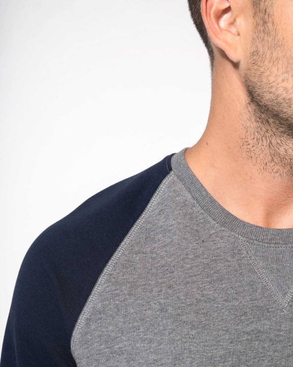 Sweat-shirt personnalisable KARIBAN Sweat-shirt French Terry Bio bicolore col rond manches raglan homme