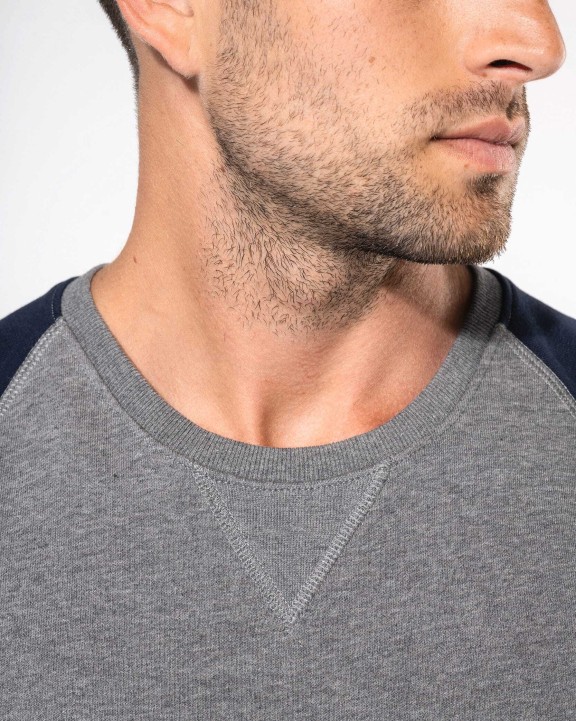 Sweat-shirt personnalisable KARIBAN Sweat-shirt French Terry Bio bicolore col rond manches raglan homme