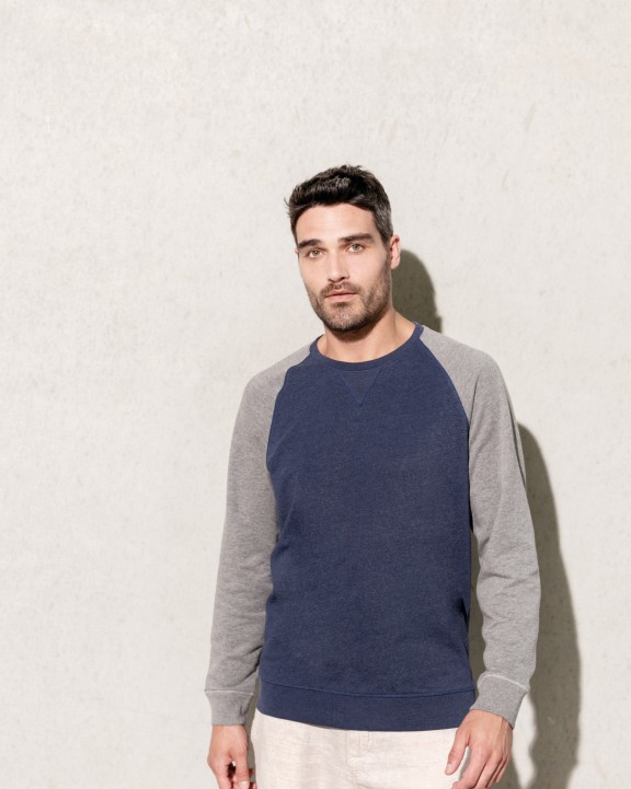 Sweat-shirt personnalisable KARIBAN Sweat-shirt French Terry Bio bicolore col rond manches raglan homme