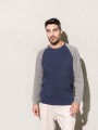 Sweat-shirts à personnaliser KARIBAN Sweat-shirt French Terry Bio bicolore col rond manches raglan homme 