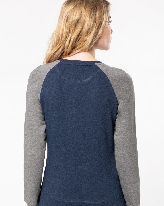Sweat-shirt personnalisable KARIBAN Sweat-shirt French Terry Bio bicolore col rond manches raglan femme