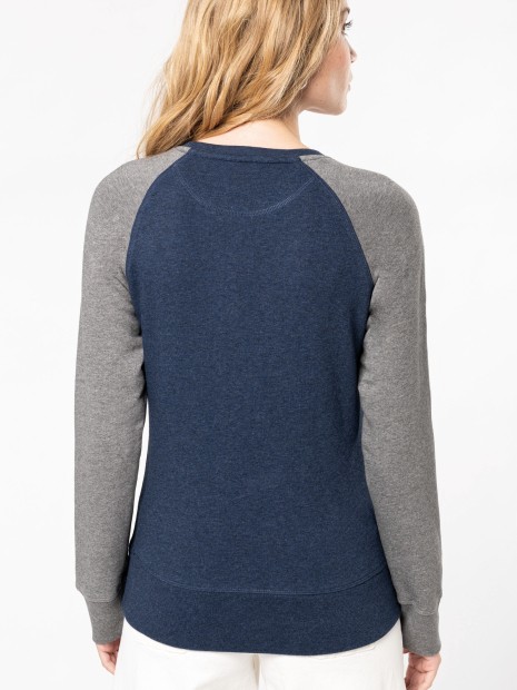 Sweat-shirts à personnaliser KARIBAN Sweat-shirt French Terry Bio bicolore col rond manches raglan femme 