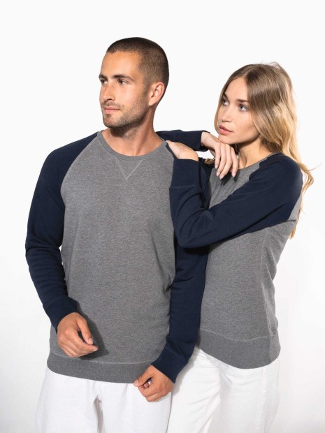 Sweat-shirts à personnaliser KARIBAN Sweat-shirt French Terry Bio bicolore col rond manches raglan femme 