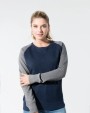 Sweat-shirt personnalisable KARIBAN Sweat-shirt French Terry Bio bicolore col rond manches raglan femme