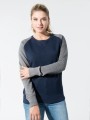 Sweat-shirts à personnaliser KARIBAN Sweat-shirt French Terry Bio bicolore col rond manches raglan femme 
