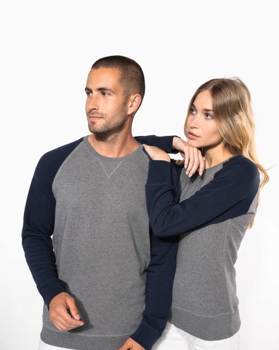 Sweat-shirt personnalisable KARIBAN Sweat-shirt French Terry Bio bicolore col rond manches raglan femme