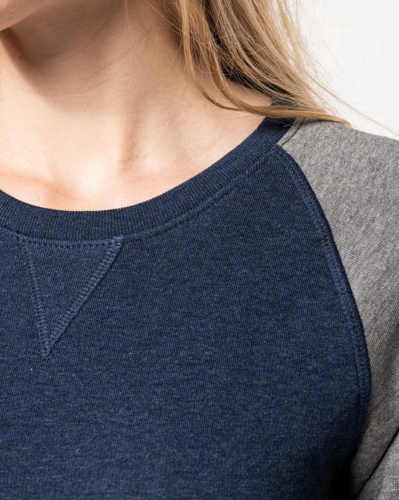 Sweat-shirt personnalisable KARIBAN Sweat-shirt French Terry Bio bicolore col rond manches raglan femme
