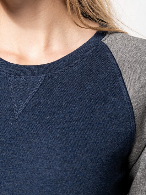 Sweat-shirts à personnaliser KARIBAN Sweat-shirt French Terry Bio bicolore col rond manches raglan femme 
