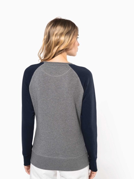 Sweat-shirts à personnaliser KARIBAN Sweat-shirt French Terry Bio bicolore col rond manches raglan femme 