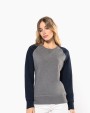 Sweat-shirt personnalisable KARIBAN Sweat-shirt French Terry Bio bicolore col rond manches raglan femme