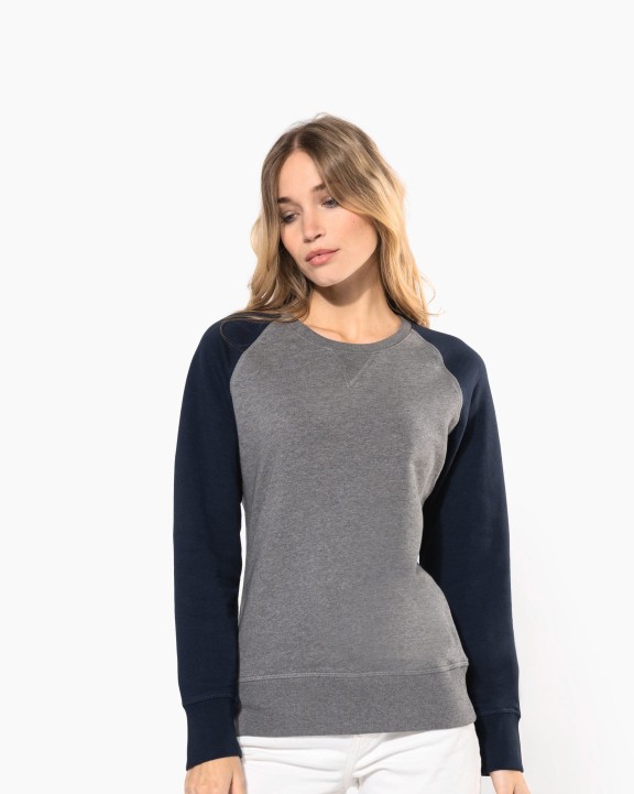 Sweat-shirt personnalisable KARIBAN Sweat-shirt French Terry Bio bicolore col rond manches raglan femme