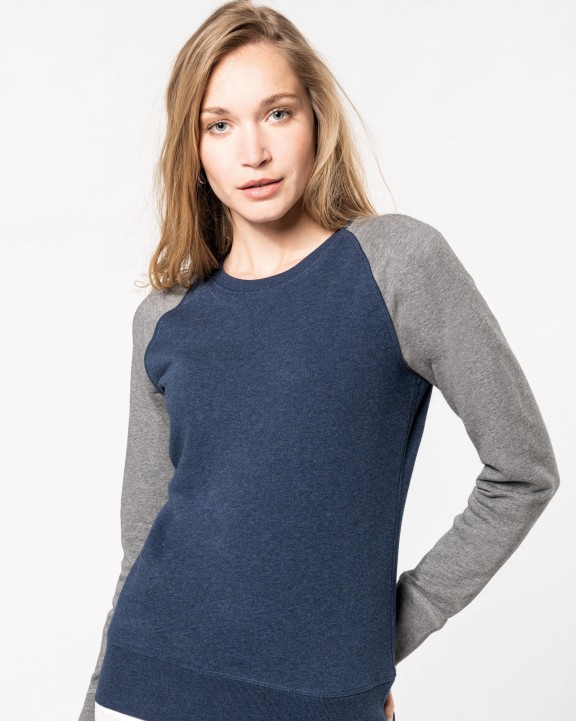 Sweat-shirt personnalisable KARIBAN Sweat-shirt French Terry Bio bicolore col rond manches raglan femme
