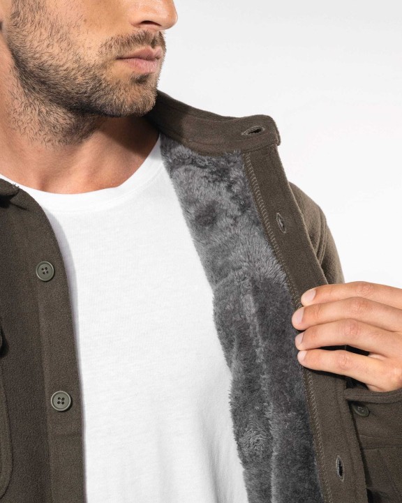 KARIBAN Fleece-Hemdjacke mit Sherpa-Futter Polar Fleece personalisierbar