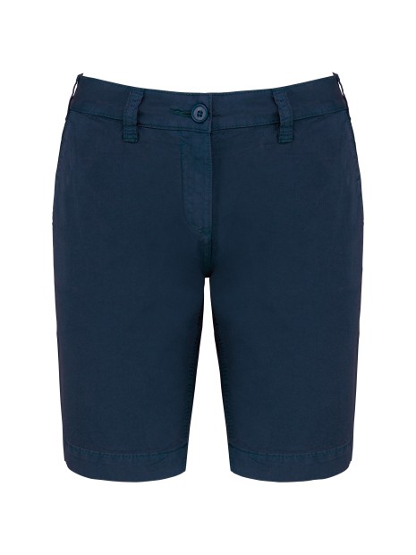 KARIBAN Bermuda aspect délavé femme bleu marine délavé personnalisable