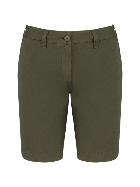 KARIBAN Bermuda aspect délavé femme washed light khaki personnalisable