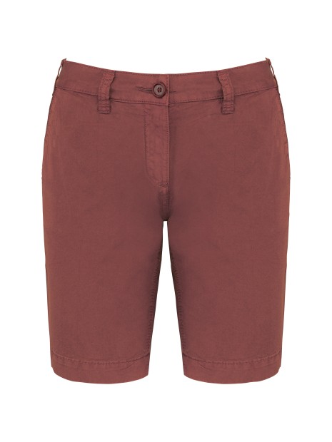 KARIBAN Bermuda aspect délavé femme washed marsala personnalisable