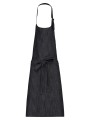 KARIBAN Tablier coton sans poche Black Denim personnalisable
