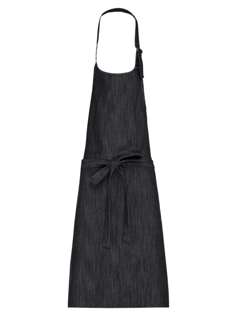 KARIBAN Tablier coton sans poche Black Denim personnalisable