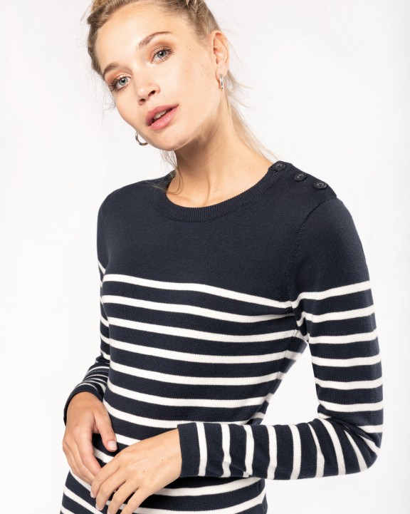 KARIBAN Damenpullover im Marine-Stil Pullover personalisierbar