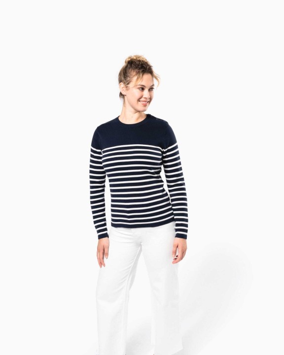 KARIBAN Damenpullover im Marine-Stil Pullover personalisierbar