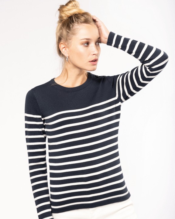 KARIBAN Damenpullover im Marine-Stil Pullover personalisierbar